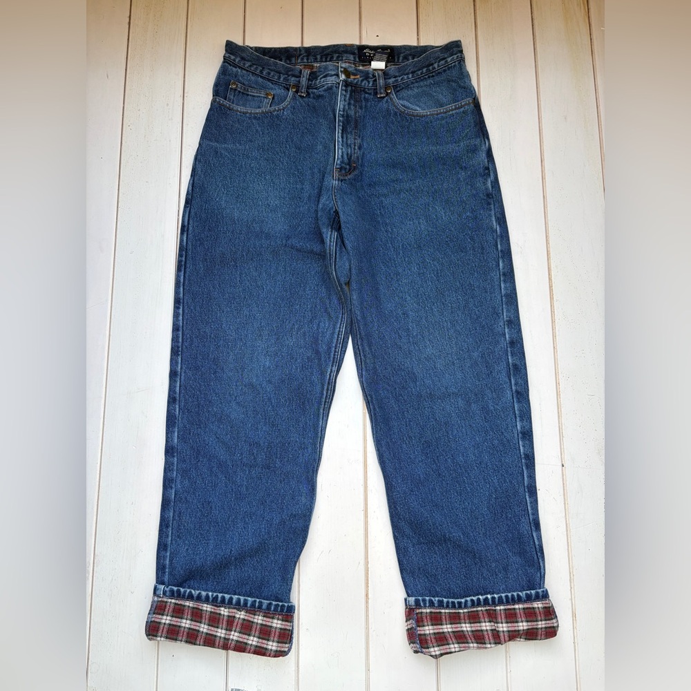 VTG Eddie Bauer Flannel Lined Jeans - Picture 9 of 11